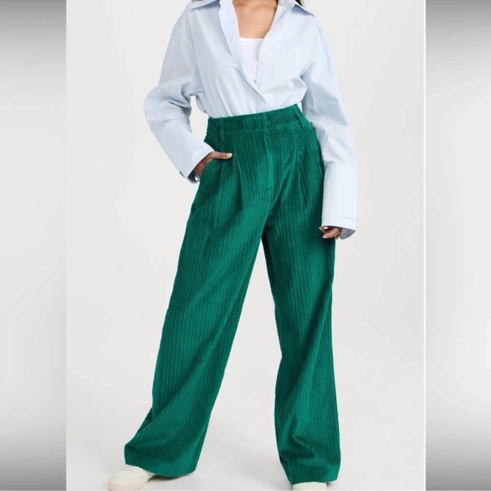 Like New Farm Rio Emerald Corduroy Pants Trousers Ribbed Oversized Wide Leg Xs